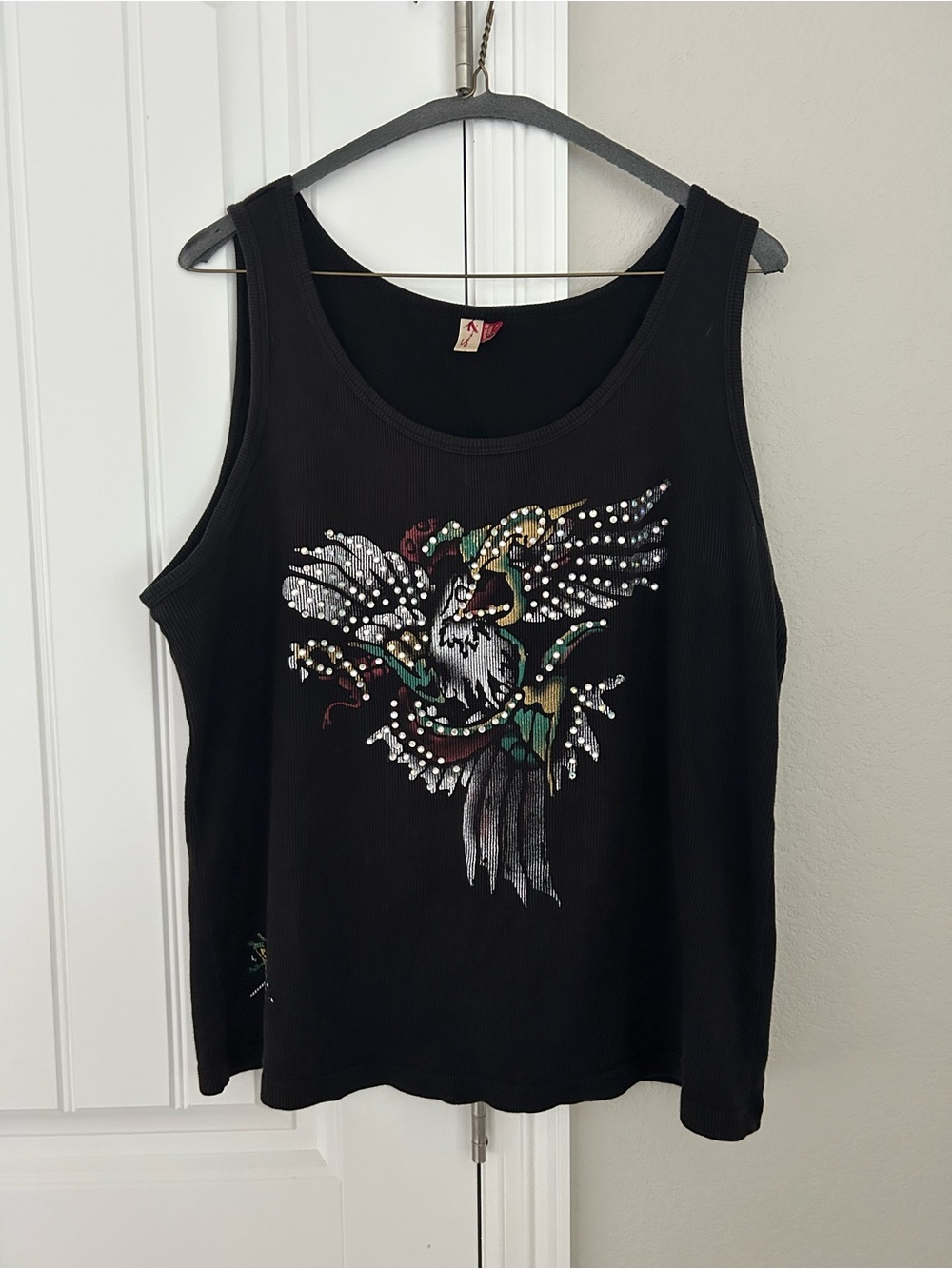 Black Studded Eagle Graphic Tank Top